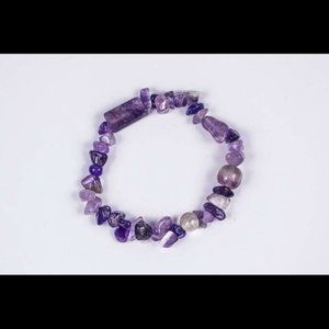 Genuine Amethyst Crystal/Chakra/Reiki Healing Raw Precious Chip Bracelet Band